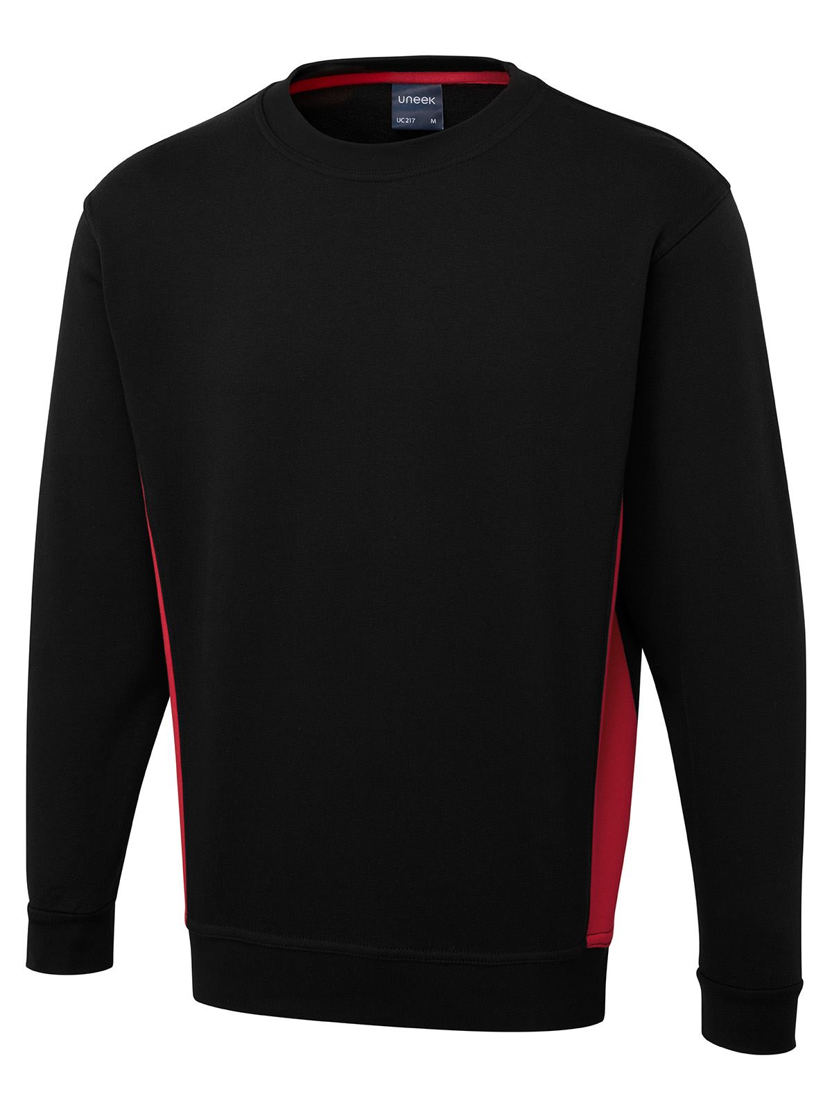 Uneek Two-Tone Crew Neck Sweatshirt - Black/Red - XS