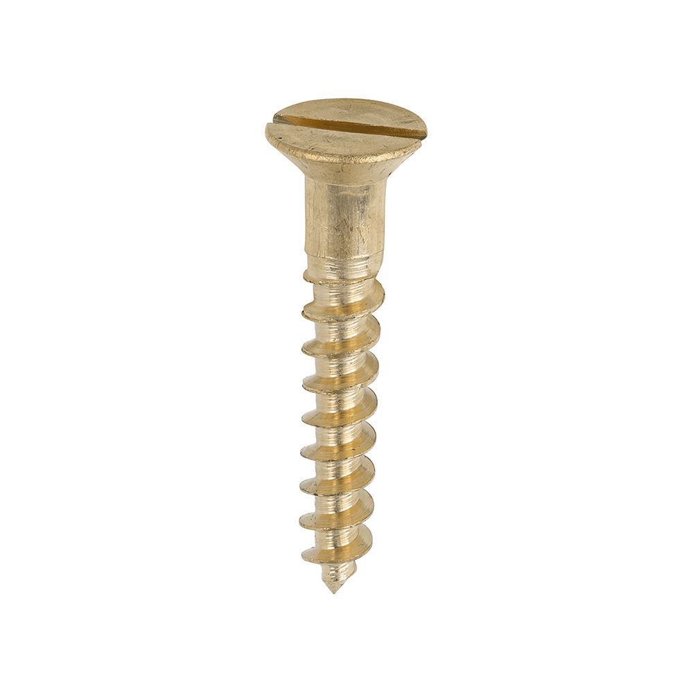 Timco Solid Brass Timber Screws - Slot Countersunk (10 x 1¼in, Pack of 200)