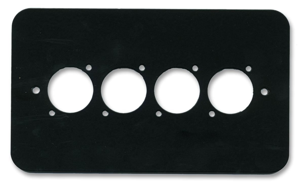 PENN ELCOM - Pláta Balla 2-Gang Quad XLR/Speakon/RJ45, Dubh