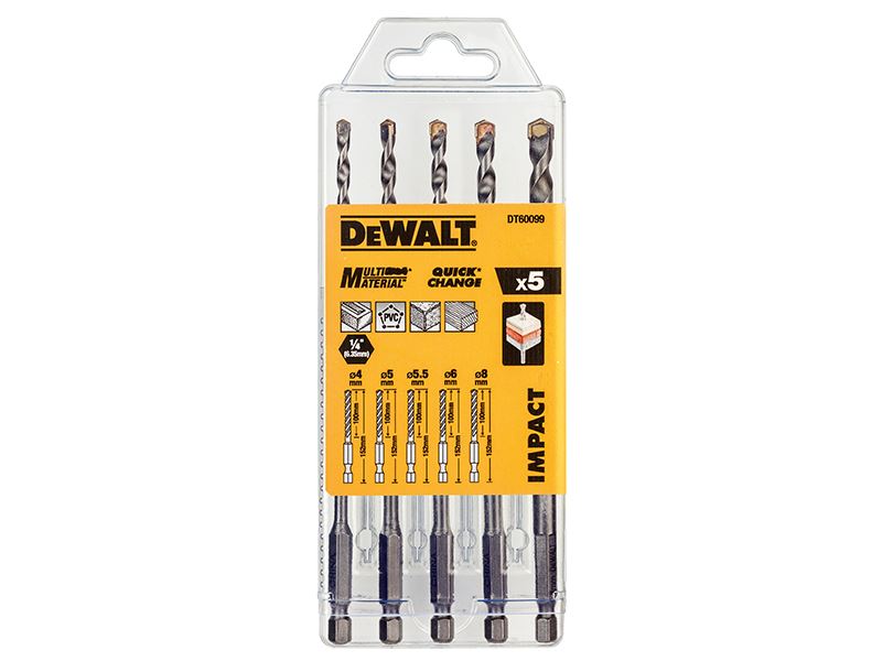 DEWALT DT60099 Σύνολο Ακραίων Τρυπανιών Τοιχοποιίας, 5-τεμάχιο