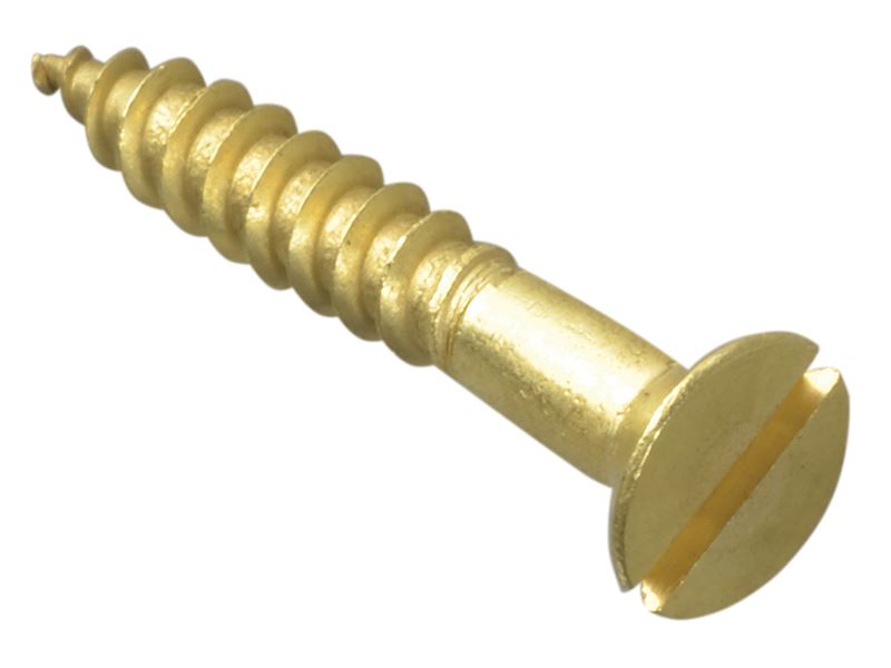 ForgeFix Slotted Brass Wood Screws, CSK, 1.25in x 10, Pack of 10