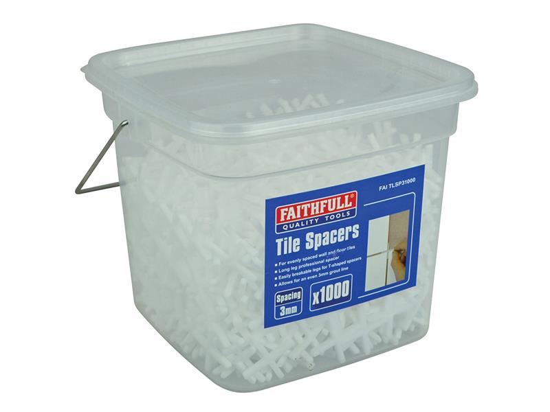 Faithfull Distanziatori per Piastrelle a Gambe Lunghe 3mm (Confezione da 1000)