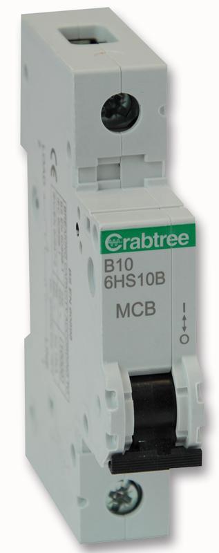 CRABTREE MCB 10A Monopolar, Curva B, 10kA, Para Trilho DIN