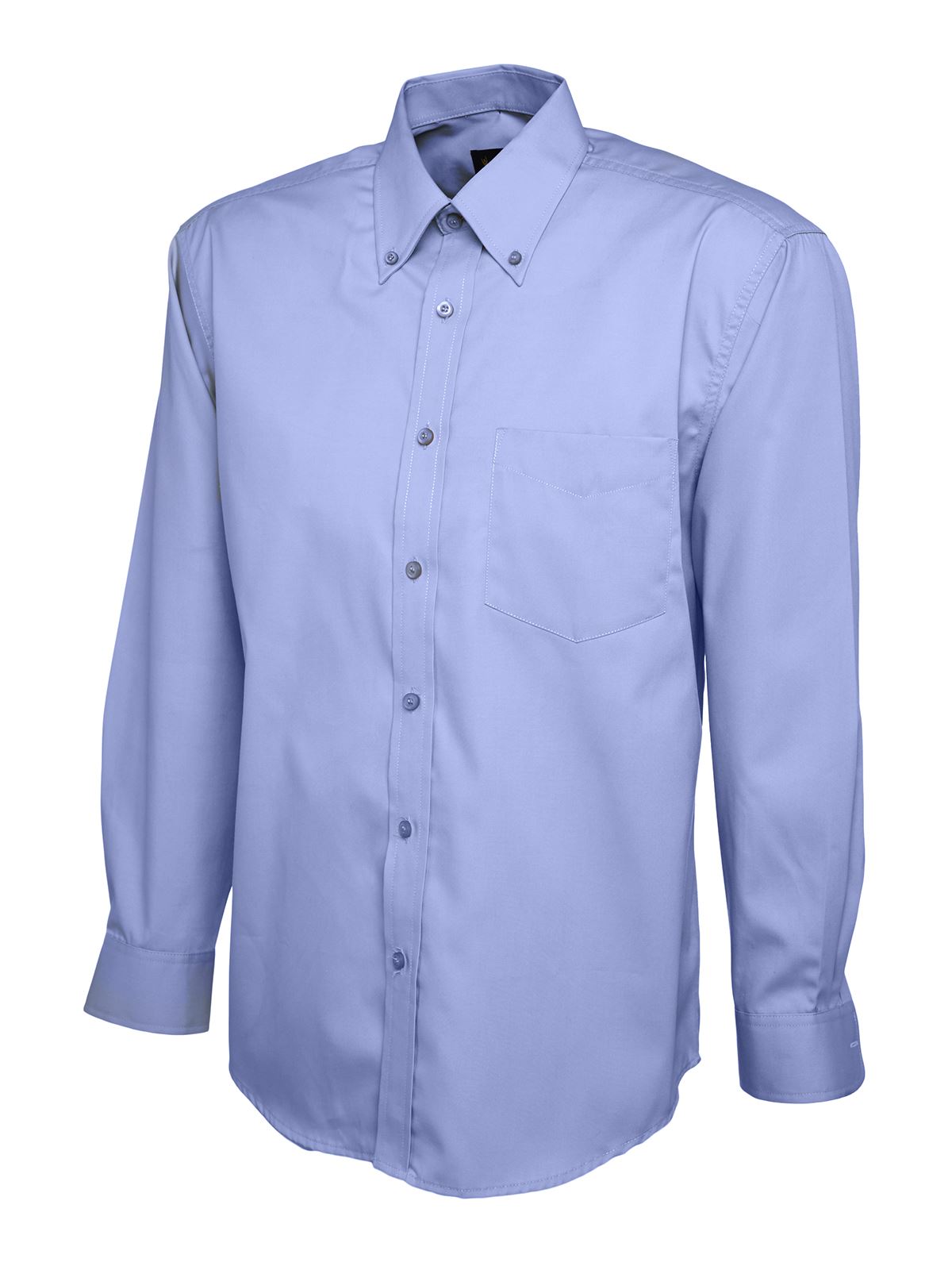 Uneek Men's Pinpoint Oxford Shirt - Mid Blue, Size 15.5