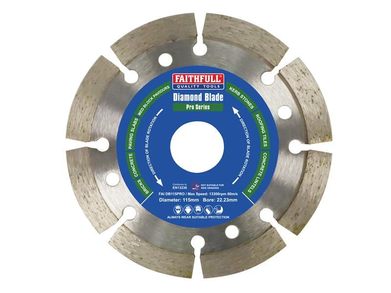 Lame diamantée professionnelle Faithfull 115 x 22mm