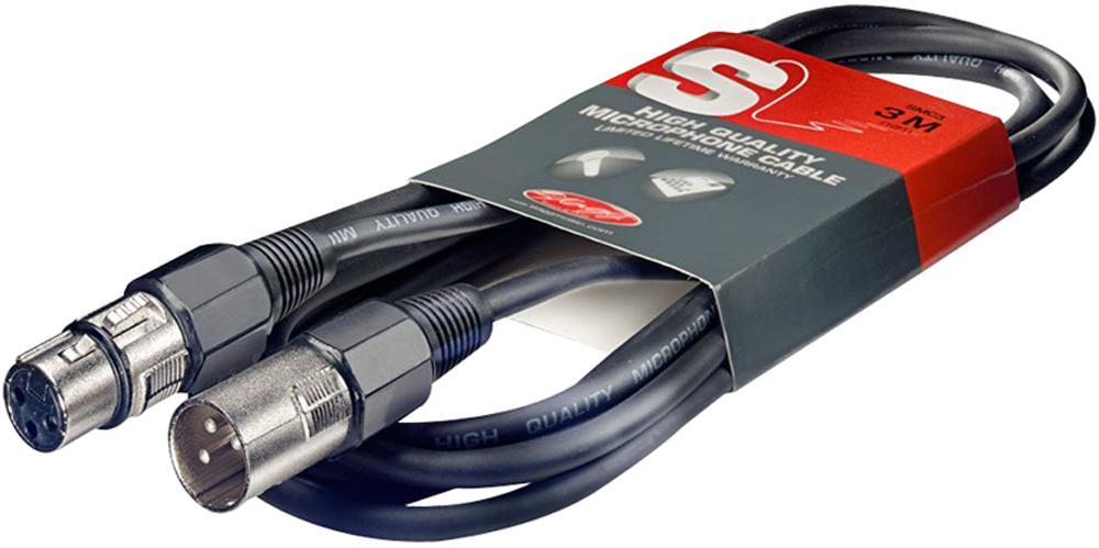STAGG Cable Micrófono XLR 3 Pines Macho-Hembra, 15m, Negro