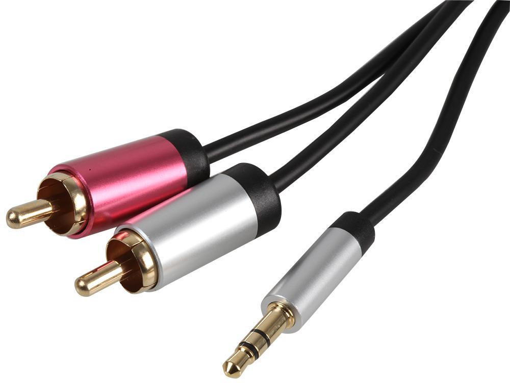 PRO SIGNAL Slim 3.5mm stereo plug naar 2x RCA plug kabel, 2m zwart