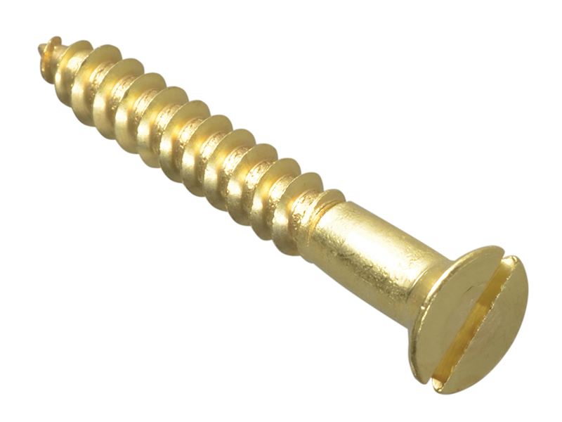 ForgeFix Slotted Brass Wood Screws, Countersunk, 1.5in x 10, Pack of 8