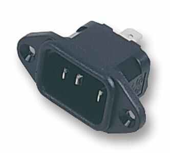 Bulgin - Plocóg Paunála IEC, Dubh, 2.8mm Táb, 10A 250V
