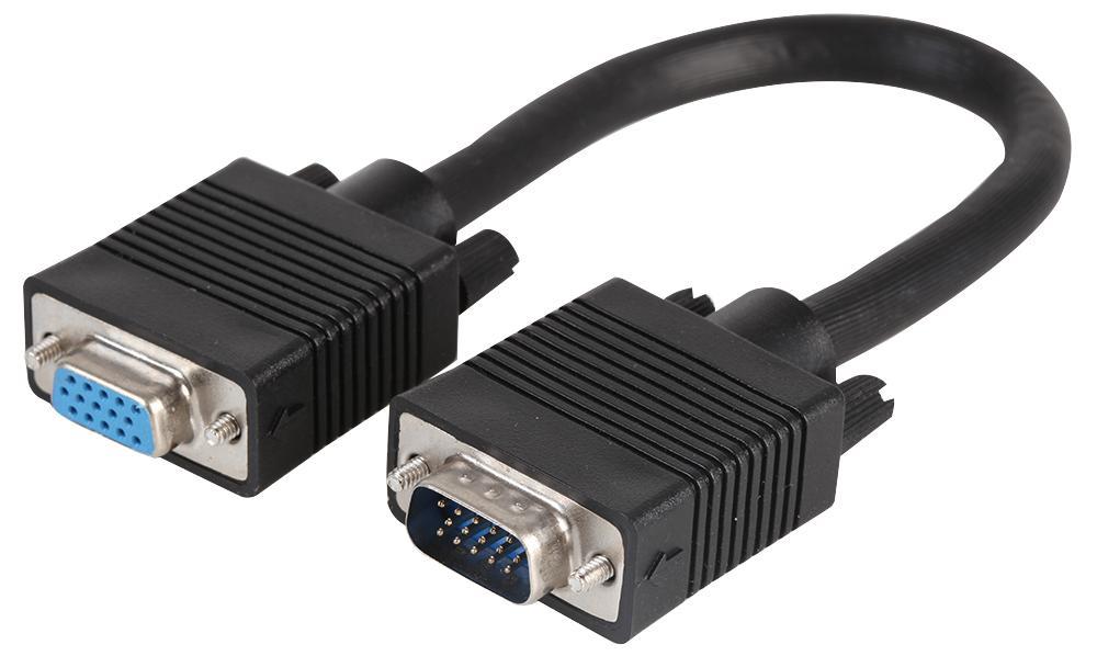 PRO SIGNAL - Câble SVGA 15 broches mâle vers femelle, 0,15m noir