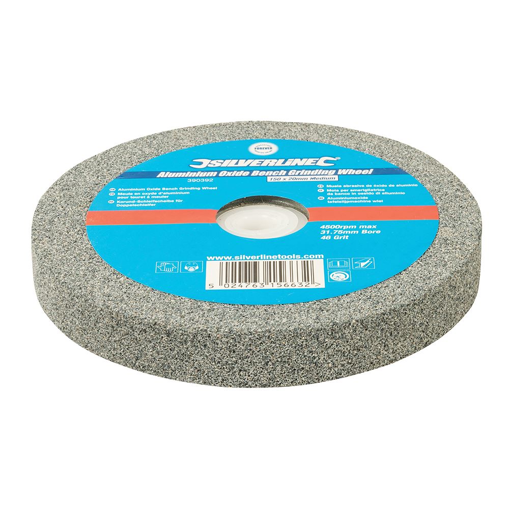 Silverline - Meule d'établi en oxyde d'aluminium, 150x20mm, Grain moyen