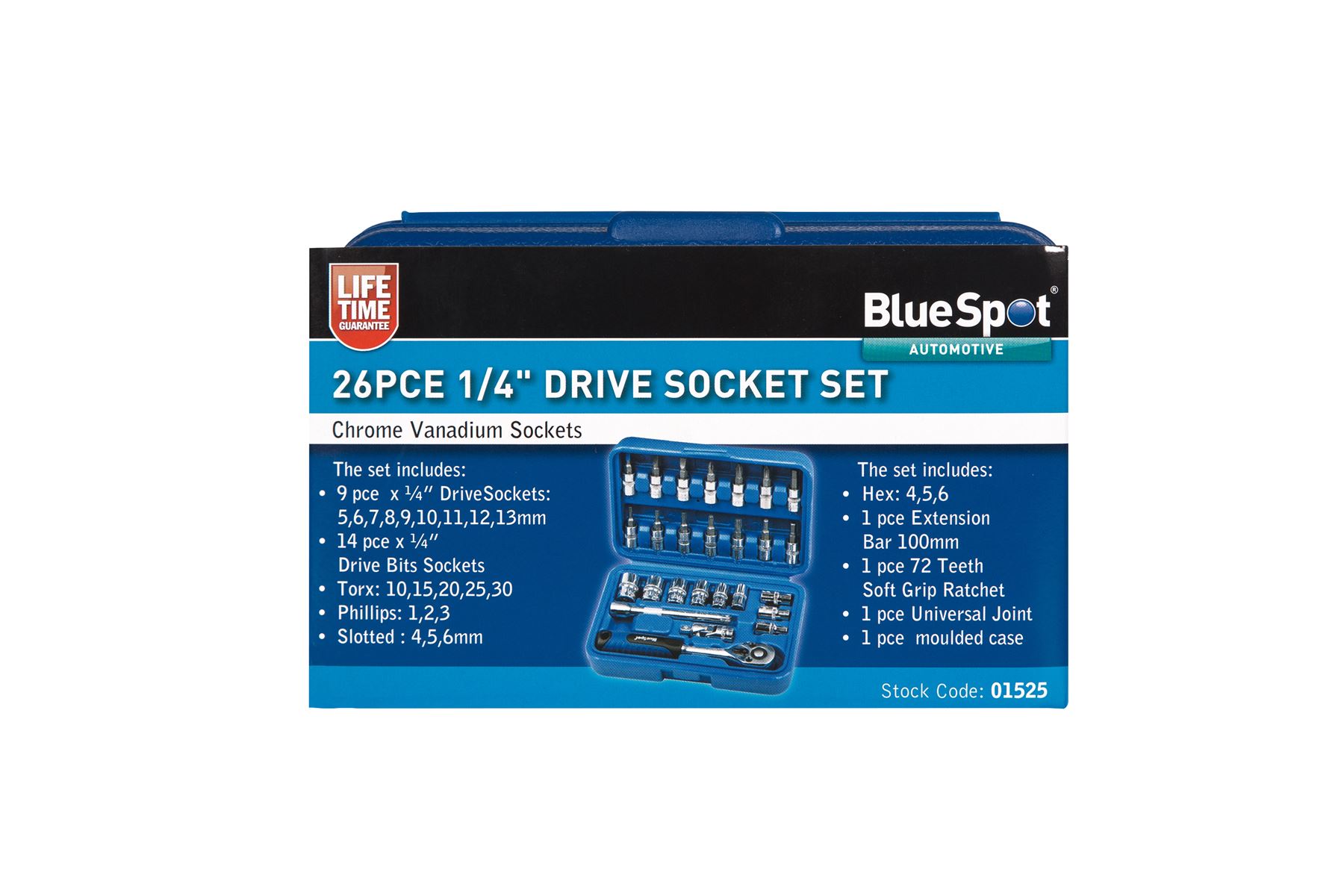 Blue Spot - Σετ 26 Εργαλείων 1/4 Ίντσας, Chrome Vanadium, Θήκη