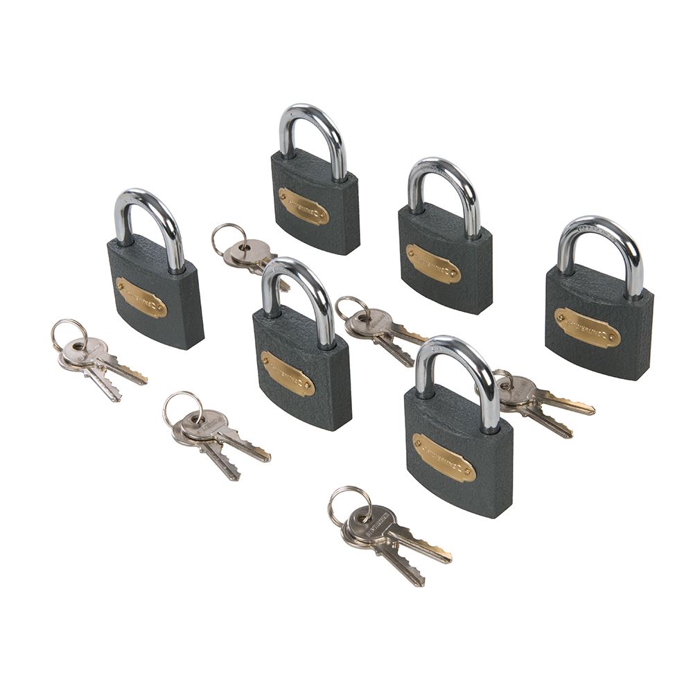 Silverline Iron Padlock Keyed Alike 6-Pack, 50mm