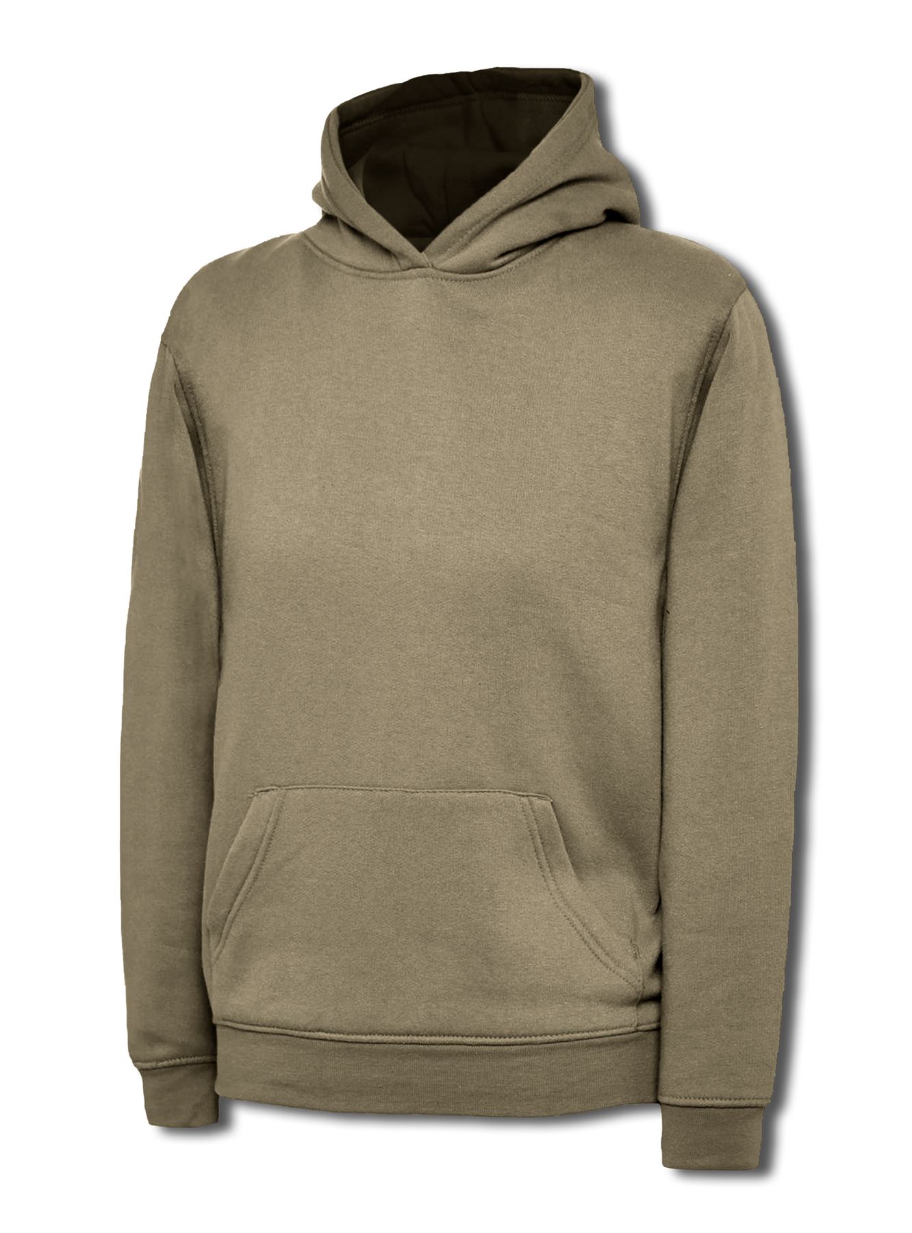 Uneek Kids' Hooded Sweatshirt, 50% Polyester 50% Cotton, Olive, Size 7-8 Yrs