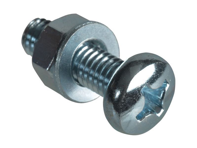 ForgeFix Machine Screws, Pozi Pan Head, M6 x 20mm, ZP, Pack of 10