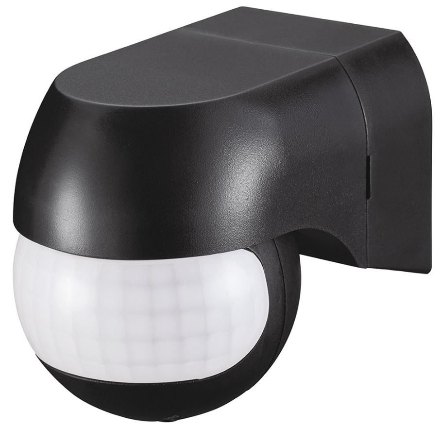 PRO ELEC Sensor PIR de Parede, IP44, Preto, Deteção 180°