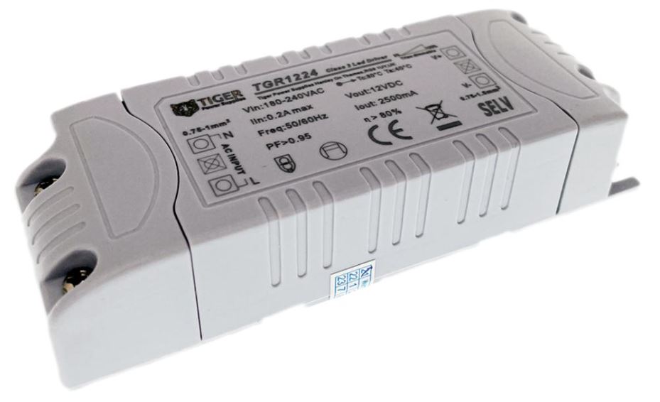 TIGER POWER SUPPLIES 12V LED napájecí zdroj, 24W, stmívatelný