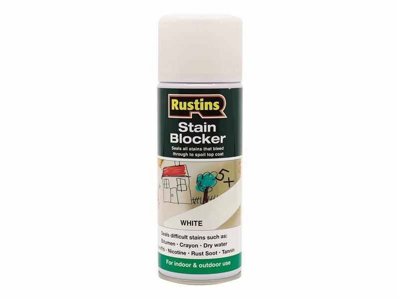 Rustins Stain Blocker 400ml Aerosol, Water-Based, Matt White