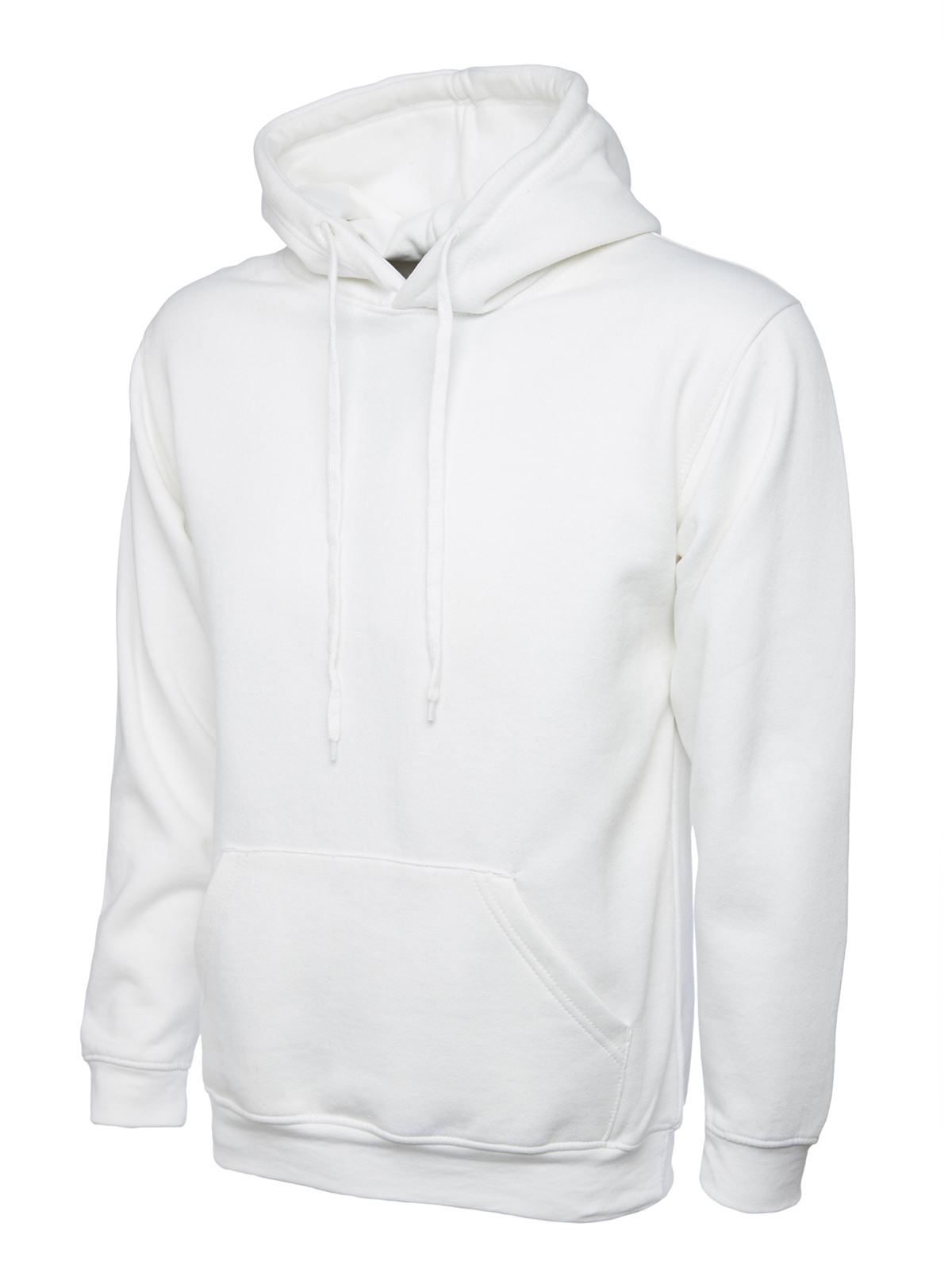 Uneek Unisex Classic Hooded Sweatshirt, 50% Polyester 50% Cotton, White, XL