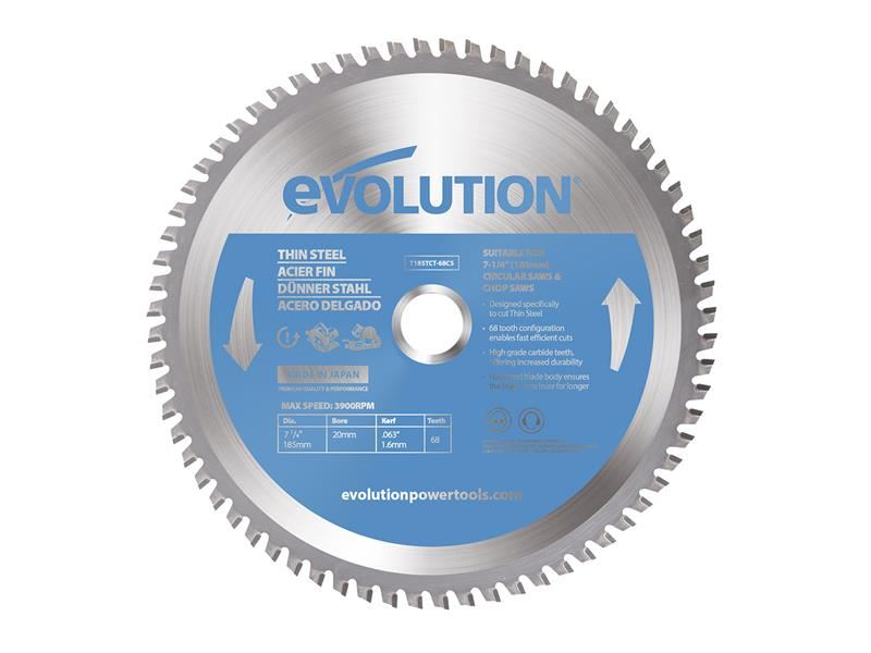 Evolution - Dünnstahl-Kreissägeblatt 185 x 20mm x 68Z