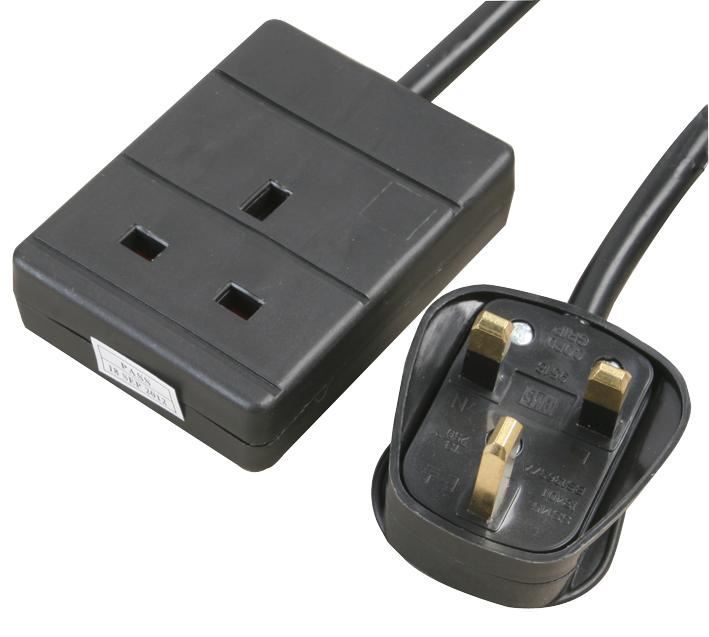 Pro Elec Enkelfasige Verlengkabel, 1 Meter, Zwart 