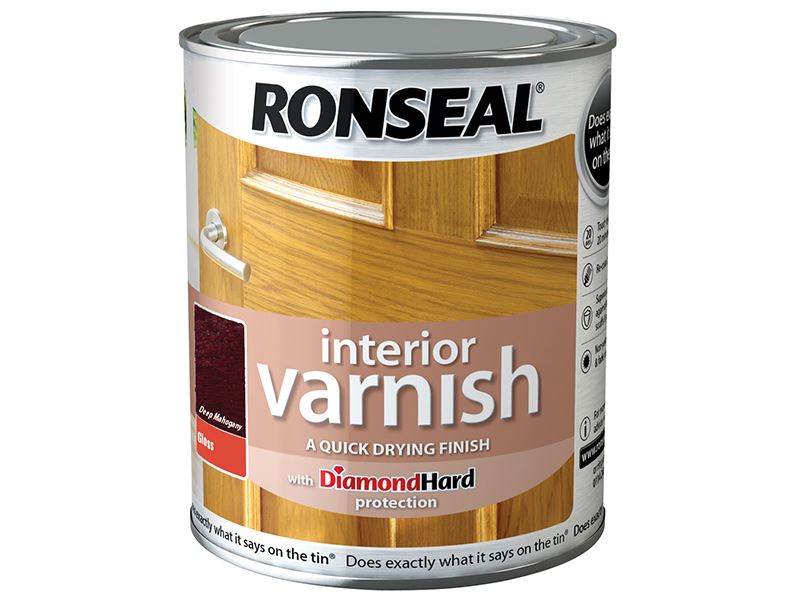 Ronseal Quick Dry Interior Varnish - Gloss Deep Mahogany 250ml