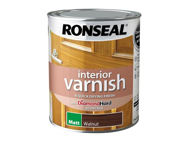 Ronseal クイックドライ マット仕上げ ウォールナット調 内装用ニス 750ml