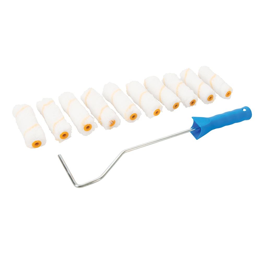 Silverline Mini Roller Frame & 10 Sleeves, 100mm