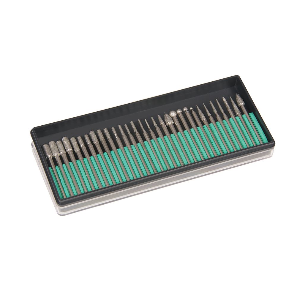 Silverline Rotary Tool Diamond Burr Set, 30pc, 3.17mm Mandrel