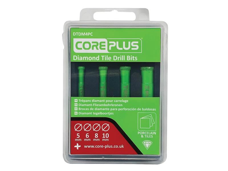 CorePlus Juego de Brocas Diamantadas para Azulejos, 4 Piezas (5-10mm)