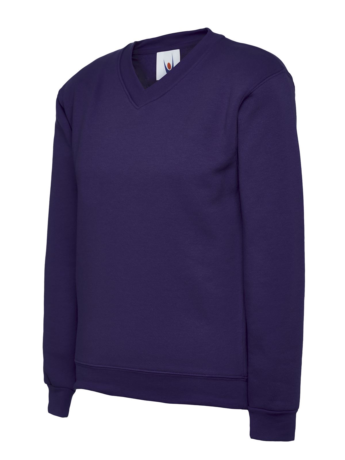 Uneek Kids' V-Neck Sweatshirt, 50% Polyester 50% Cotton, Purple, Age 11-13