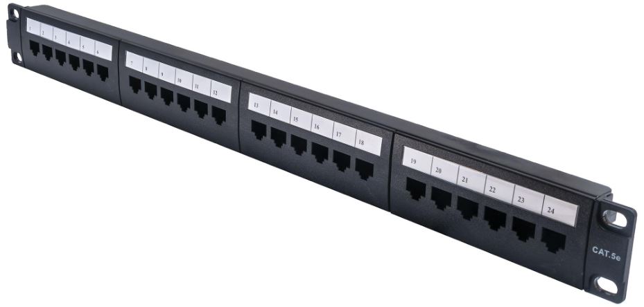 TUK - Panneau de brassage RJ45 Cat5e 24 ports avec gestion de câbles
