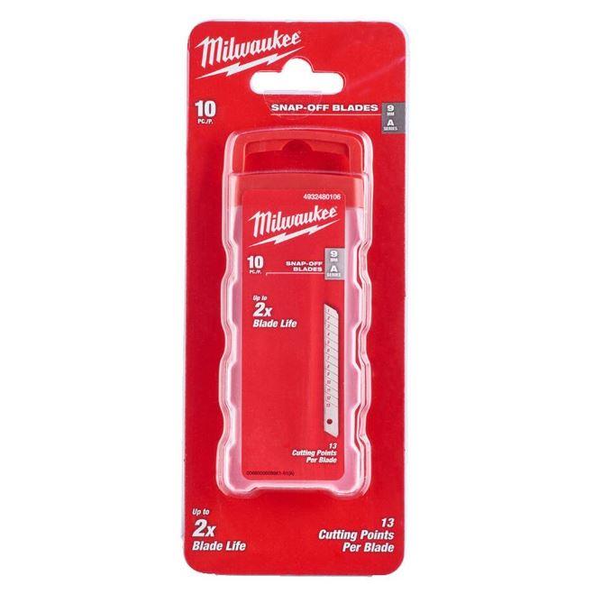 Milwaukee Lâminas Snap 9mm, Carbeto de Ferro, Embalagem de 10
