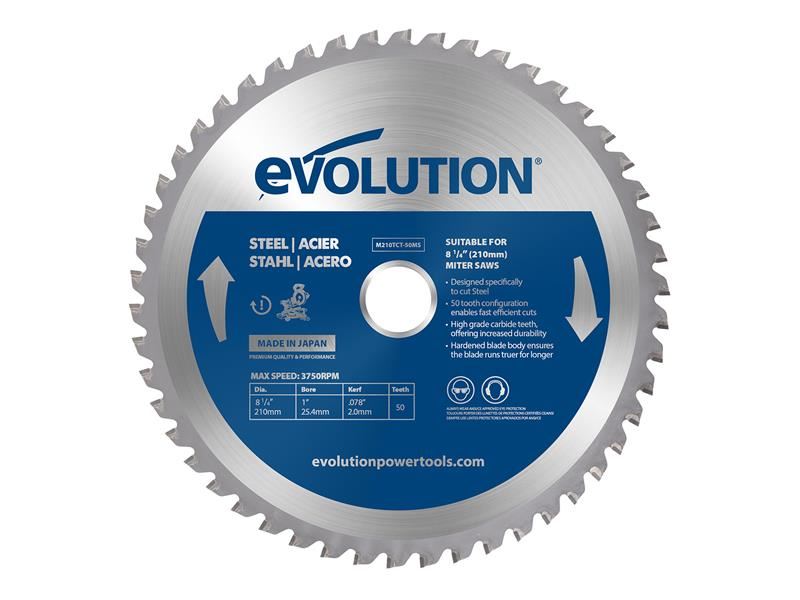 Evolution Mild Steel Cutting Mitre Saw Blade, 210mm, 50 Teeth