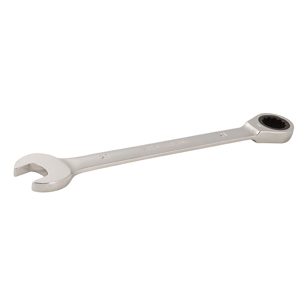 Silverline Fixed Head Ratchet Spanner, 21mm, Chrome Vanadium