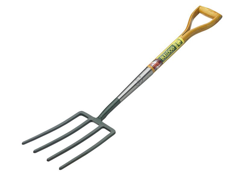 Bulldog Premier Digging Fork with Ash Handle, Carbon Steel Tines