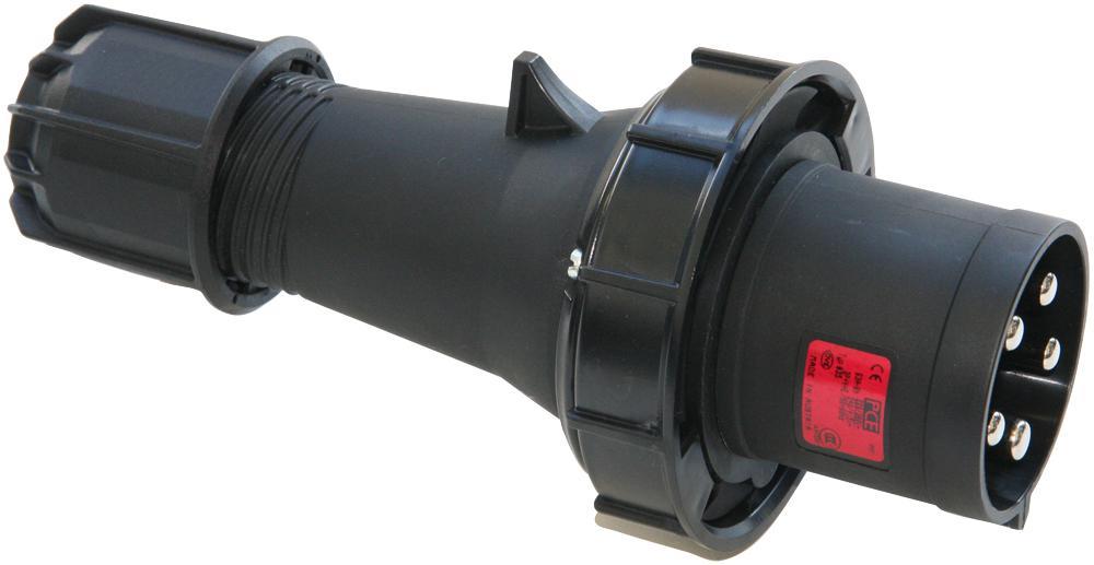 PCE Presa CEE da 63A 415V a Montaggio su Cavo, 3P+N+E, Nero, IP67