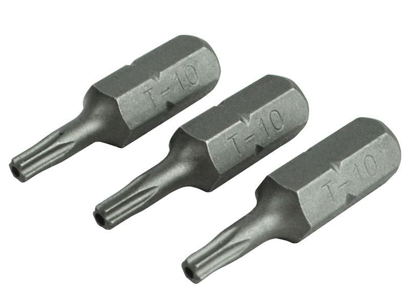 Faithfull S2 Steel Security Screwdriver Bits T10S x 25mm (Pack of 3)