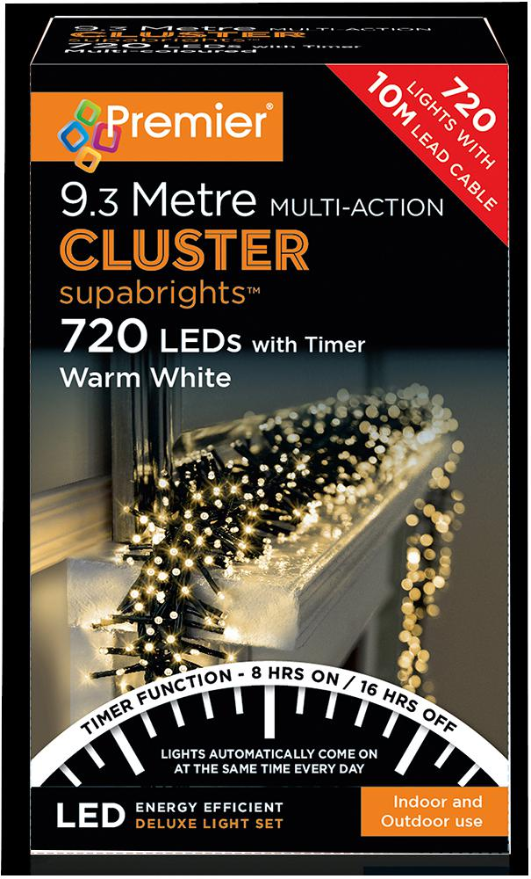 RARAION 720 LED Luzes de Natal Multifunção, Branco Quente, 9.3m