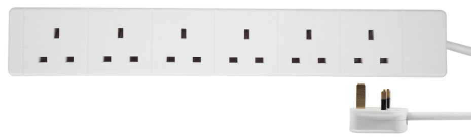 PRO ELEC Extensão Elétrica 6 Tomadas, 7,5m, Branco