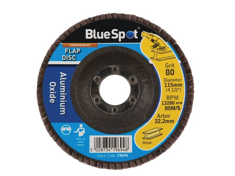 Blue Spot Tools Sanding Flap Disc 115mm, 80 Grit