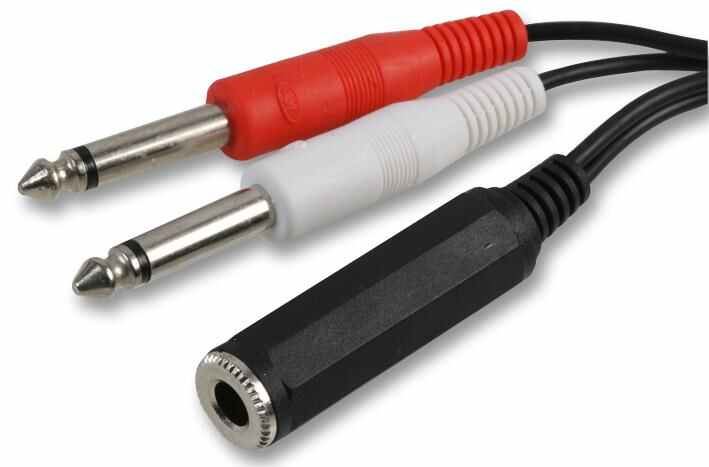 Pro Signal 6.35mm Stereo Jack to 2x Mono Jacks Lead, 500mm