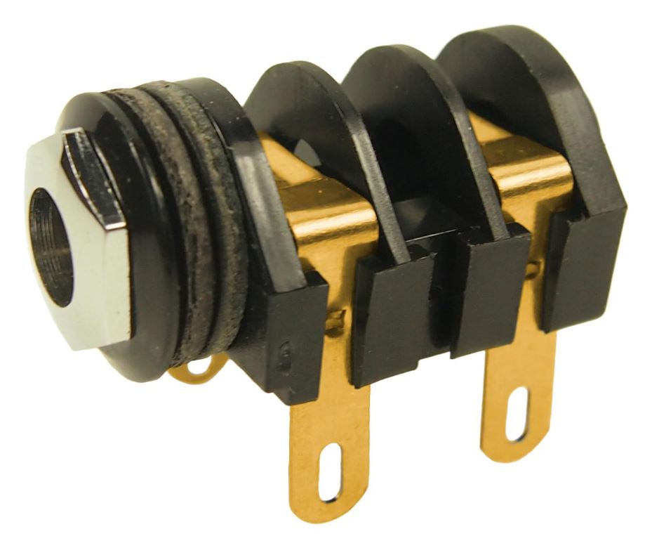 CLIFF 6.35mm モノゴールド接点 ステレオジャックソケット はんだタグ付き