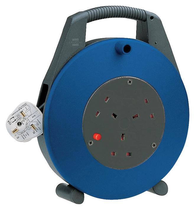 BRENNENSTUHL Carrete de Cable Vari-Línea 5m con 3 Tomas, 13A, Azul