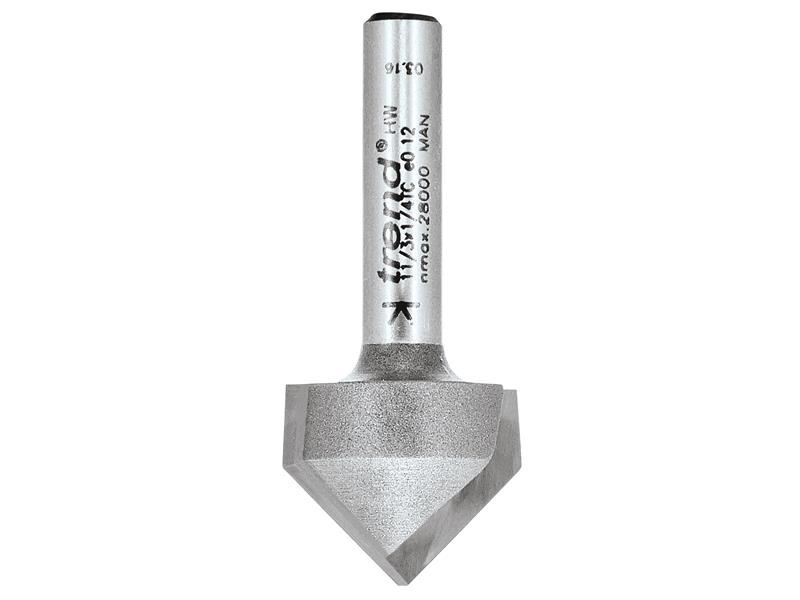 Trend 11/3 x 1/4 Gearrthóir Buan-Carbóid Tungstan Clais V, 45°, 9.2 x 19.1mm