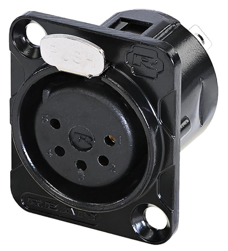 REAN שקע להרכבה XLR 5 פינים, שחור