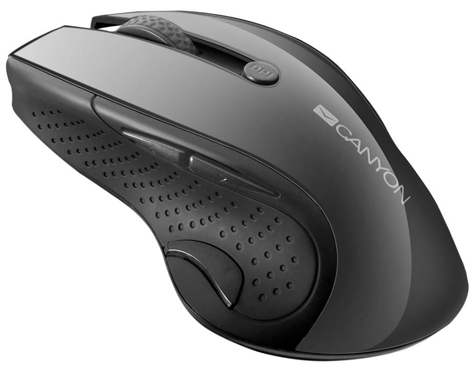 CANYON Mouse Ottico Wireless con Sensore LED Blu, Nero
