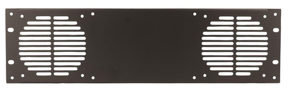 PENN ELCOM 19-inch Rack Panel, 3U, Punched for 2 Fans, Black Steel