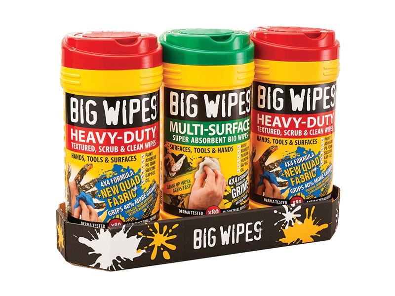Big Wipes – Πακέτο 3 Πλαστικών Στοιβαστών Πετσετών Καθαρισμού (Βαρέων Καθαρισμώ