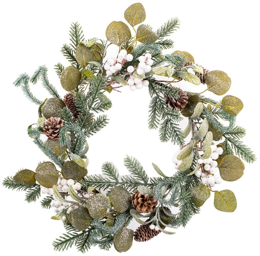 Premier 50cm Glittered Eucalyptus Wreath